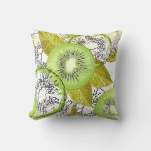 Cojín Decorativo Kiwi, frugal, verde y blanco, fresco, jugoso, blan