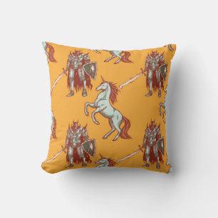 Cojín Decorativo knight medieval y unicornio
