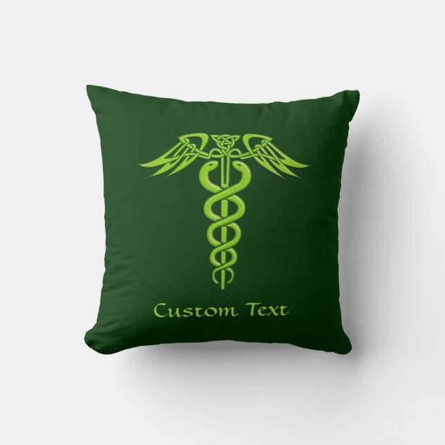 Cojín Decorativo Knot Caduceus celta verde (Anverso)