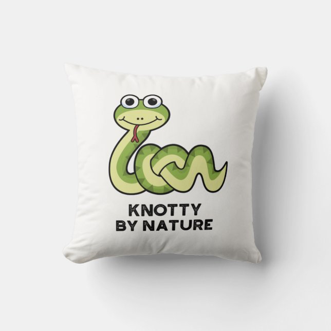 Cojín Decorativo Knotty Por Naturaleza Funny Snack Pun (Anverso)