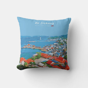 Cojín Decorativo Ko Sichang, Tailandia - Vista vibrante del puerto