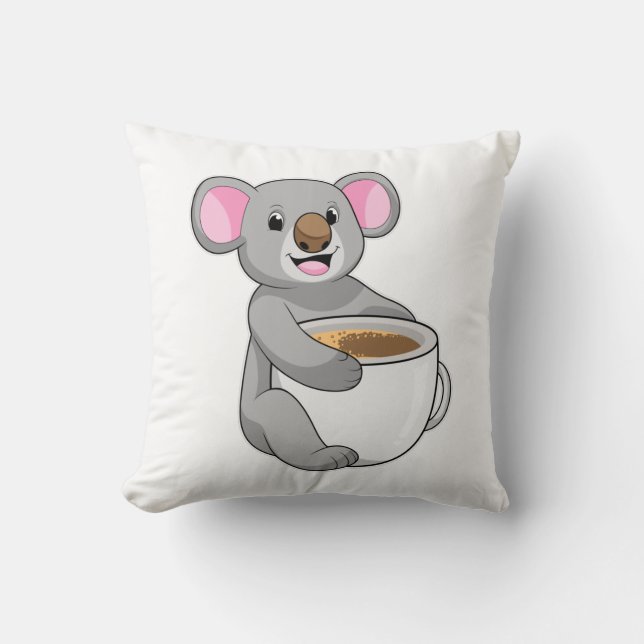 Cojín Decorativo Koala con Copa de Café (Anverso)