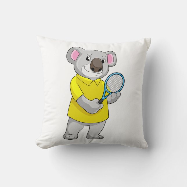 Cojín Decorativo Koala en tenis con raqueta de tenis (Anverso)