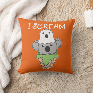 Cojín Decorativo Koala Halloween Fantasma I Grito de crema de hielo