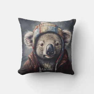 Cojín Decorativo Koala Lindo con Gorro de Invierno Nombre Personali