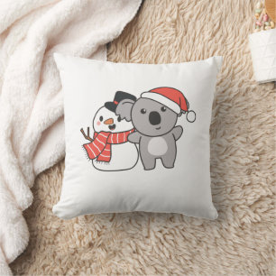 Cojín Decorativo Koala With Snowman In Winter For Christmas Throw P
