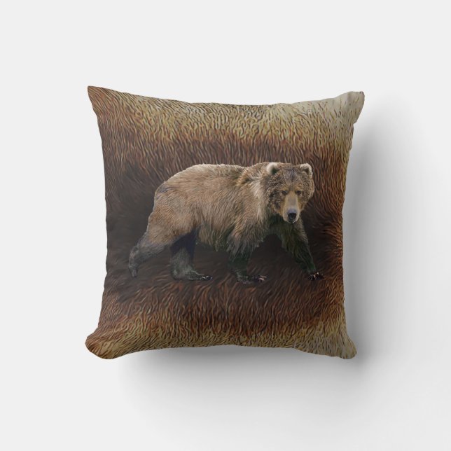 Cojín Decorativo Kodiak Bear En Caribou Fur (Anverso)