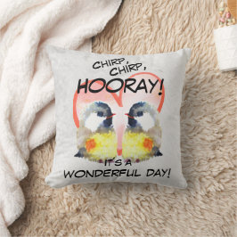 Cojín Decorativo Kohlmeisen mit Herz Aquarell | Kissen