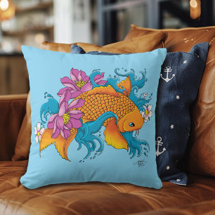 Cojín Decorativo Koi anf Flowers
