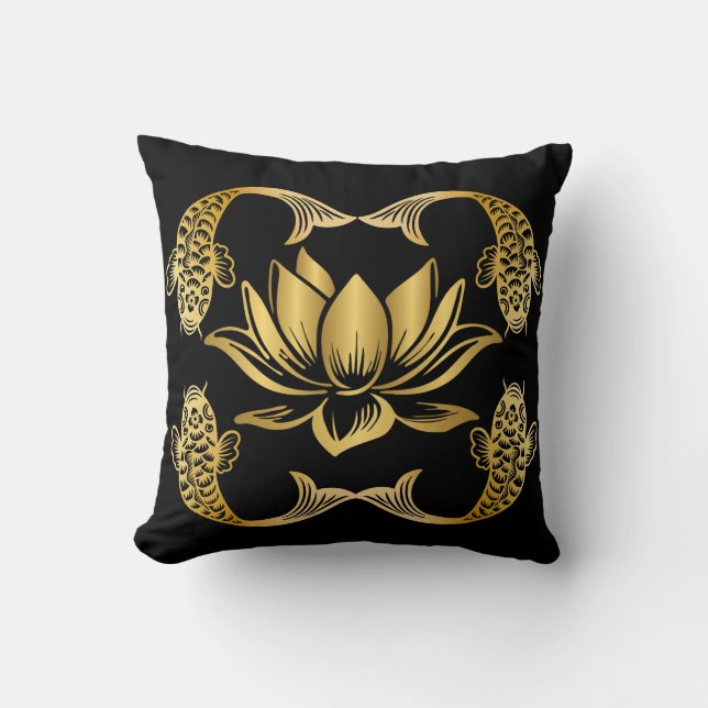 Cojín Decorativo Koi Around Lotus (Anverso)