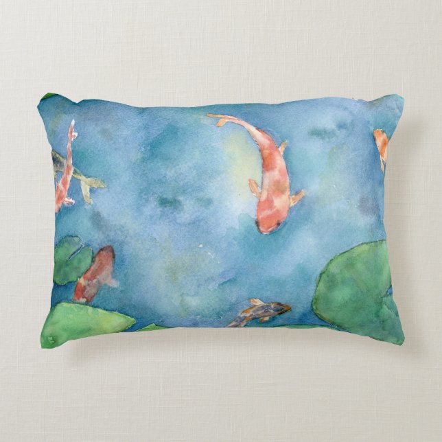 Cojín Decorativo Koi Fish Pond watercolor (Anverso)