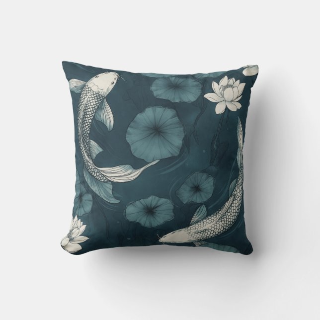 Cojín decorativo Koi Fish y Lotus Garden (Anverso)