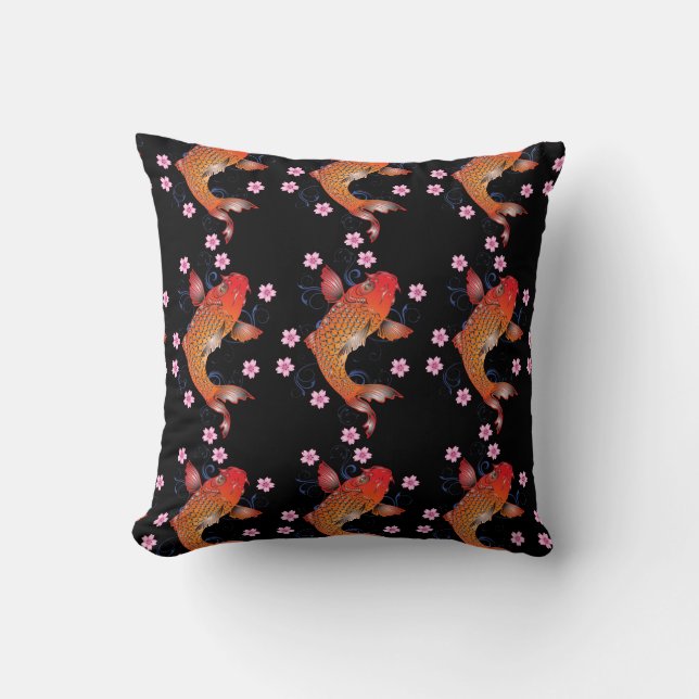 Cojín Decorativo KOI naranja negro oriental (Anverso)