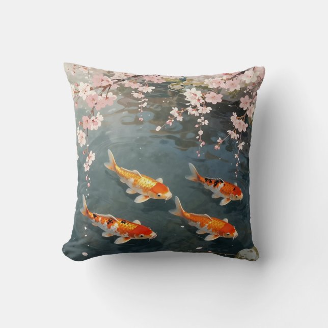 Cojín Decorativo Koi Pond Cherry Blossom Serenity (Anverso)