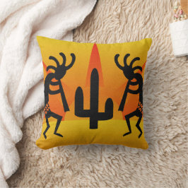 Cojín Decorativo Kokopelli Con Cactus En El Sunset Southwestern