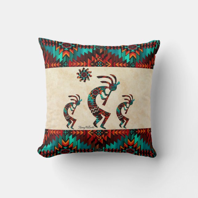 Cojín decorativo Kokopelli del Suroeste (Anverso)
