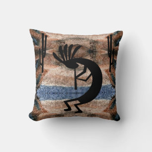 Cojín Decorativo Kokopelli Southwest Desert Mosaic Earthtone 16"