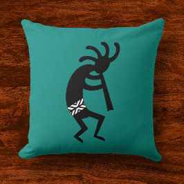 Cojín Decorativo Kokopelli Southwest Negro Y Verde azulado