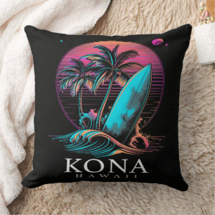Cojín Decorativo Kona Hawái Tabla de Surf Hawaiana Vintage