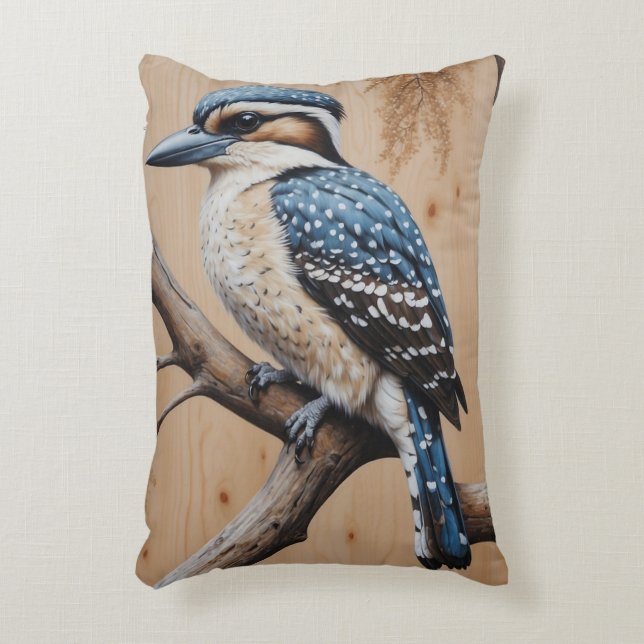 Cojín Decorativo Kookaburra azul australiano en un arte de vida sal (Frente (Vertical))