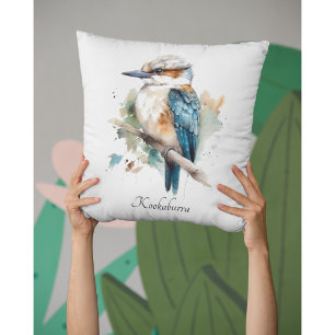 Cojín Decorativo Kookaburra azul verdadero, personalizado