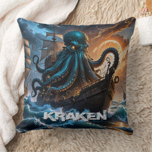 Cojín Decorativo Kraken Giant Squid Octopus Como Monstruo