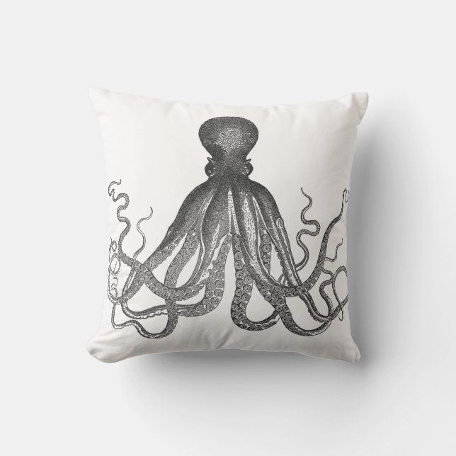 Cojín Decorativo Kraken - Octopus negro gigante / Cthulu (Anverso)