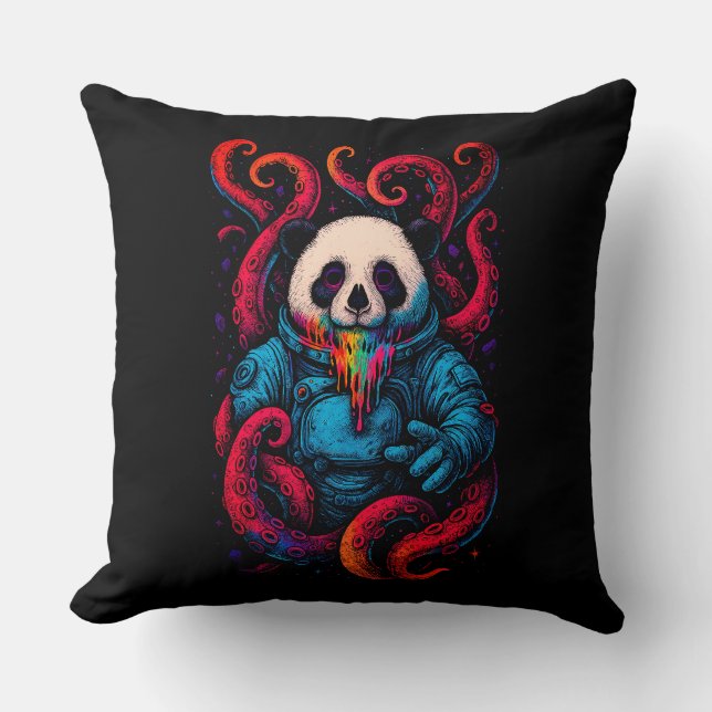 Cojín Decorativo Kraken Panda Cósmico (Anverso)