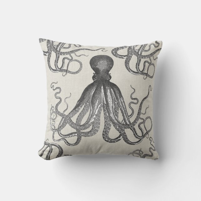 Cojín Decorativo Kraken - pulpo gigante negro/Cthulhu (Anverso)