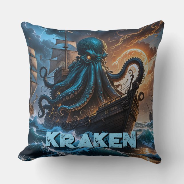 Cojín Decorativo Kraken Sea Monster (Anverso)