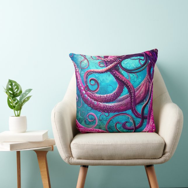 Cojín Decorativo Kraken Tentacles Octopus rosa (Silla)