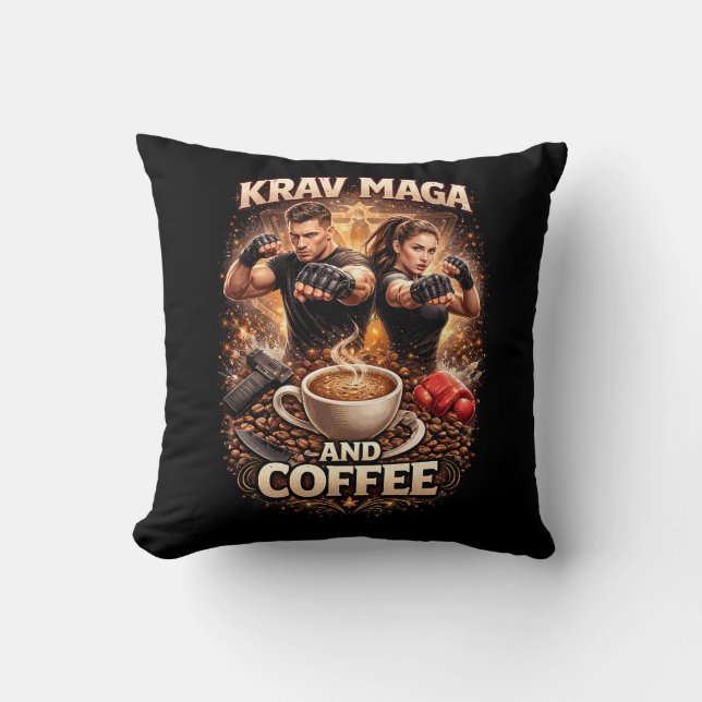 Cojín Decorativo Krav Maga and Coffee (Anverso)