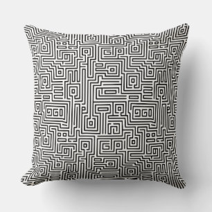 Cojín Decorativo Kuba Maze Style 221019 - Negro sobre blanco