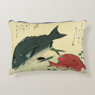 Cojín Decorativo Kurodai y Akadai - Impresión japonesa de peces de