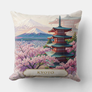 Cojín Decorativo Kyoto Japón vibrante escena de viaje de lujo 🌸