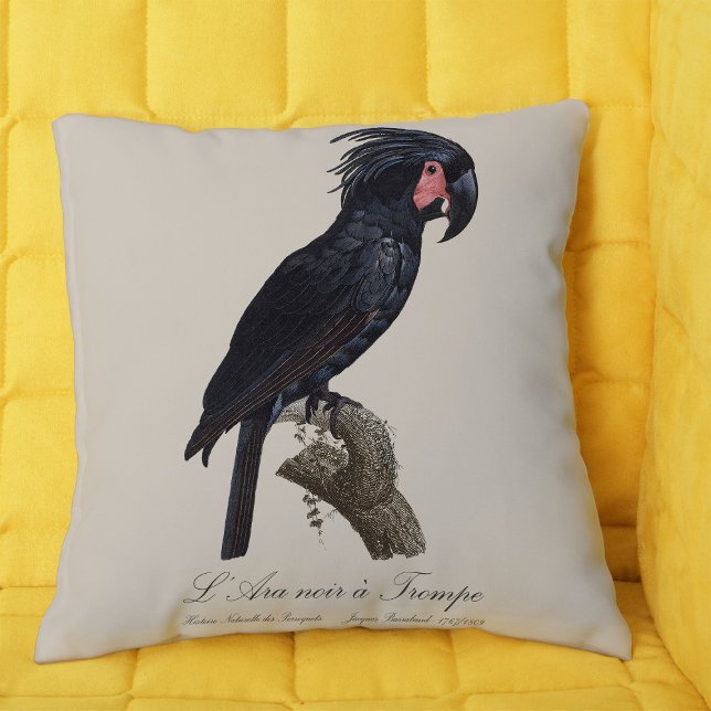 Cojín Decorativo L' Ara Noir a Trompe / Palm Cockatoo (L' Ara Noir a Trompe / Palm Cockatoo. Throw Pillow)