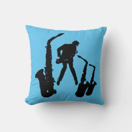 Cojín Decorativo L Jazzman Black Saxophonist 2 Sax Jazz Blue Pillow
