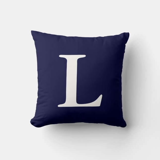 Cojín decorativo L Monogramado azul marino (Anverso)