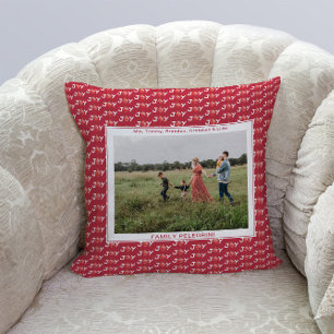 Cojín Decorativo La alegría de los Navidades rojos fotográficos fam