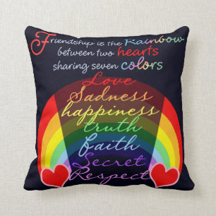Cojín Decorativo La amistad es el arco iris BFF que dice diseño