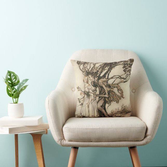 Cojín Decorativo La anciana en la madera por Arthur Rackham (Silla)