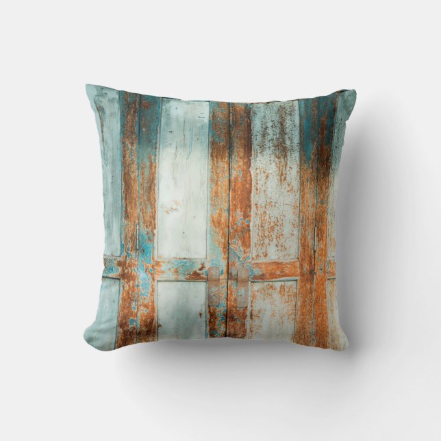 Cojín Decorativo la arquitectura de las antiguas puertas de madera (Anverso)