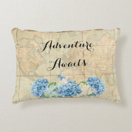 Cojín Decorativo La aventura espera mapa vintage del mundo hortensi