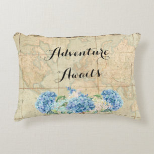 Cojín Decorativo La aventura espera mapa vintage del mundo hortensi