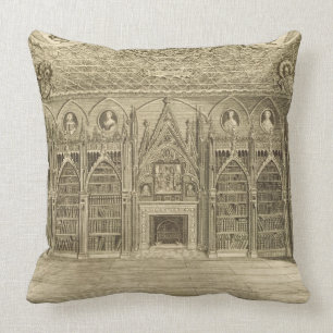 Cojín Decorativo La biblioteca, grabada por Godfrey, de 'Descriptio