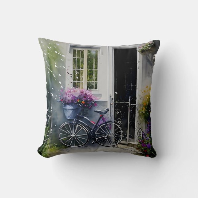 Cojín Decorativo La bicicleta de jardín (Anverso)