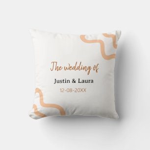 Cojín Decorativo La boda de novia novio nombre fecha melocotón
