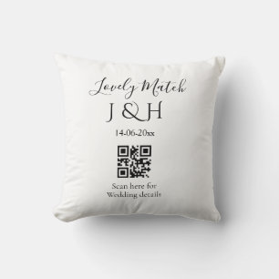 Cojín Decorativo La boda del código QR del nombre de la pareja deta
