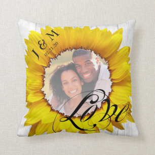 Cojín Decorativo La boda personalizada del girasol de la foto