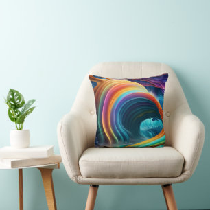 Cojín Decorativo La brillante y brillante cascada arcoiris